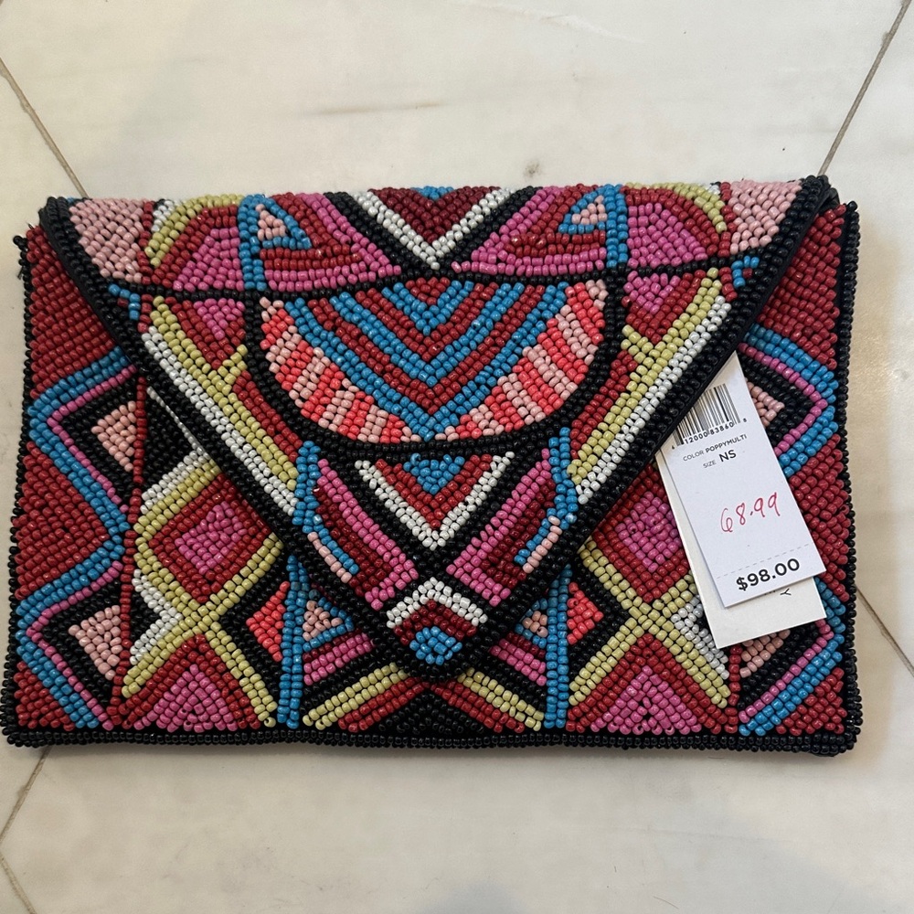 BCBGeneration Multicolor Beaded Clutch